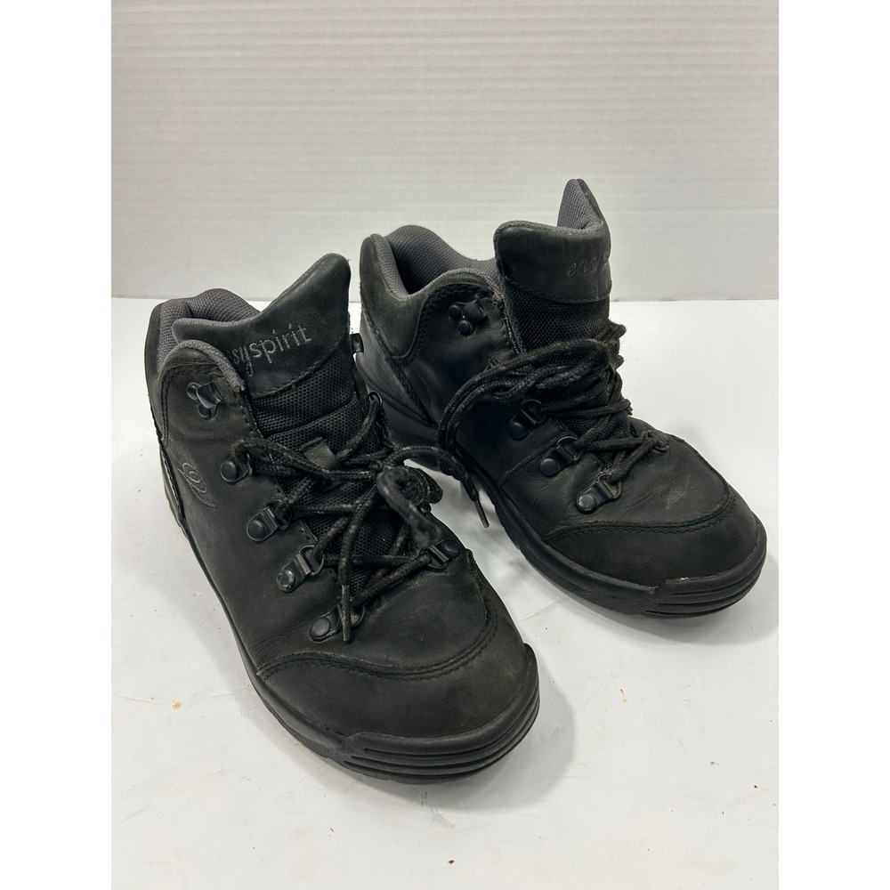 Easy Spirit Leather Hiking Boots 6.5 Black Lace Up Gorpcore Outdoorsy Utility